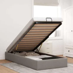 vidaXL Bedframe zonder matras 80x200 cm stof taupe