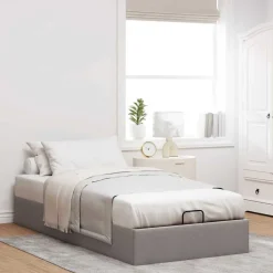 vidaXL Bedframe zonder matras 80x200 cm stof taupe