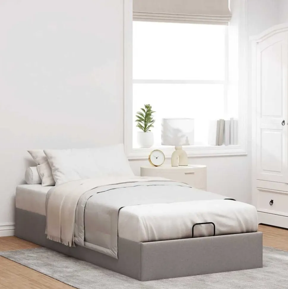 vidaXL Bedframe zonder matras 80x200 cm stof taupe