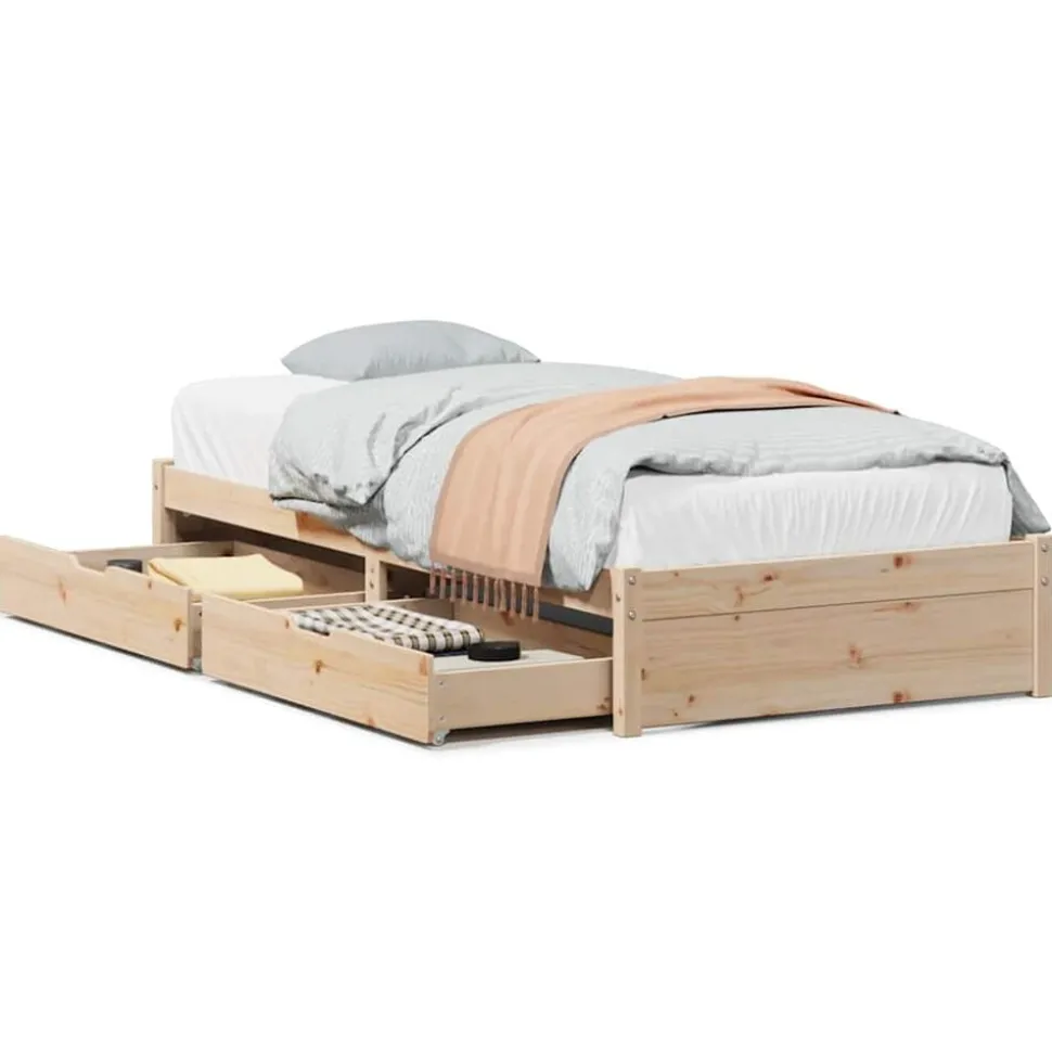 vidaXL Bedframe zonder matras massief grenenhout 75x190 cm