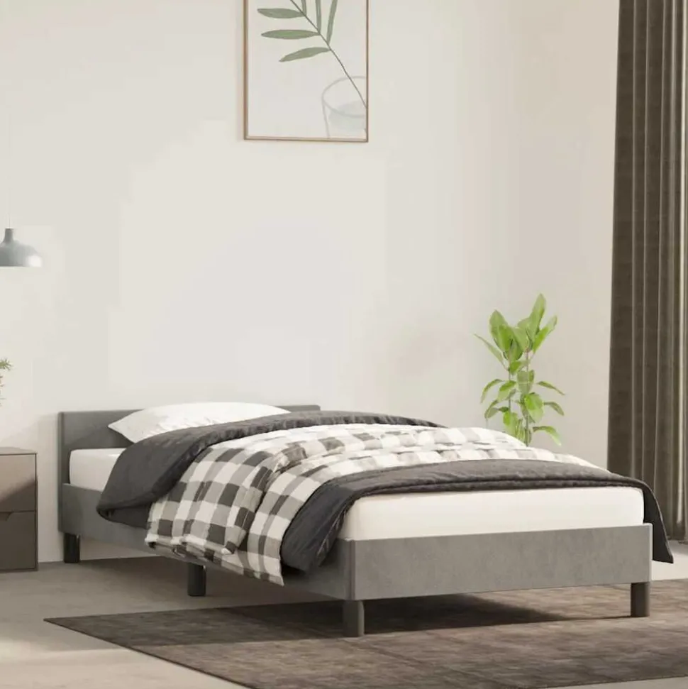 vidaXL Bedframe zonder matras 80x200 cm fluweel lichtgrijs