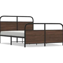 vidaXL Bedframe zonder matras metaal bruin eikenkleurig 137x190 cm