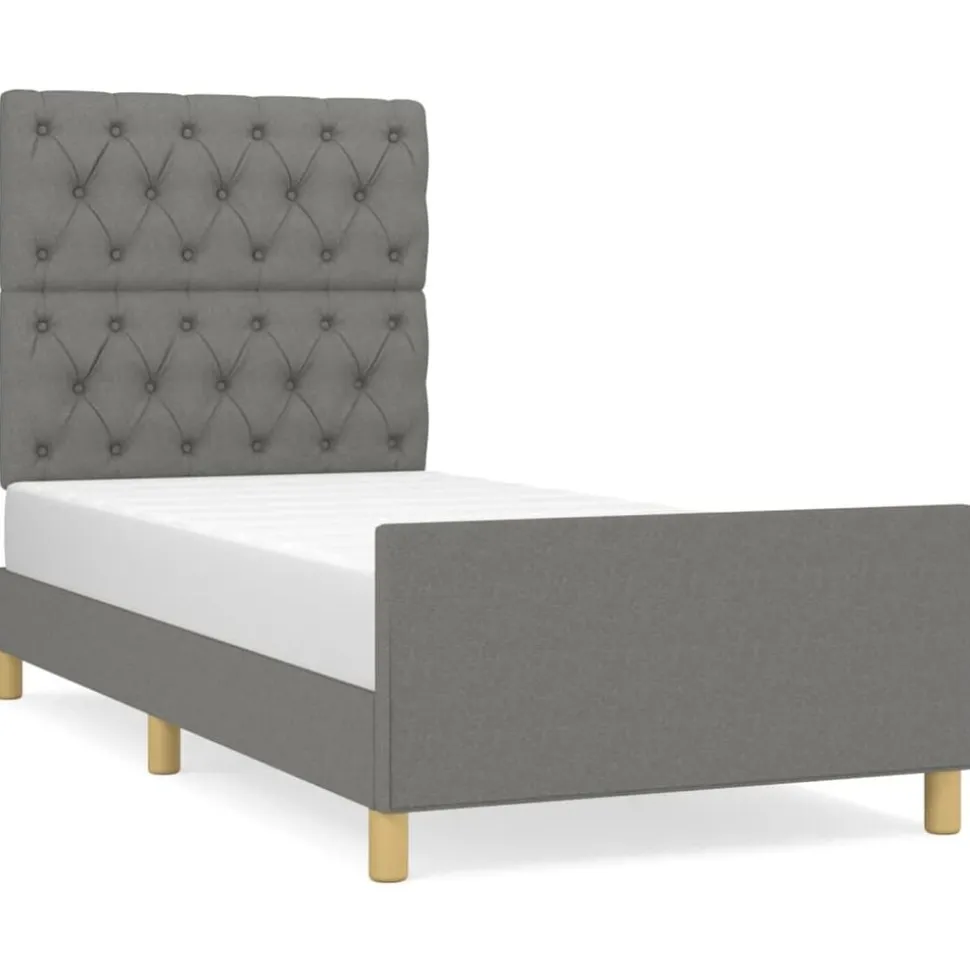 vidaXL Bedframe zonder matras 80x200 cm stof donkergrijs