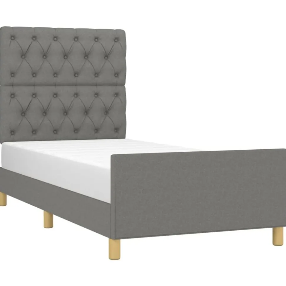 vidaXL Bedframe zonder matras 80x200 cm stof donkergrijs