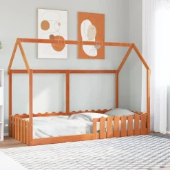 vidaXL Bedhuis wasbruin massief grenenhout 90x200 cm