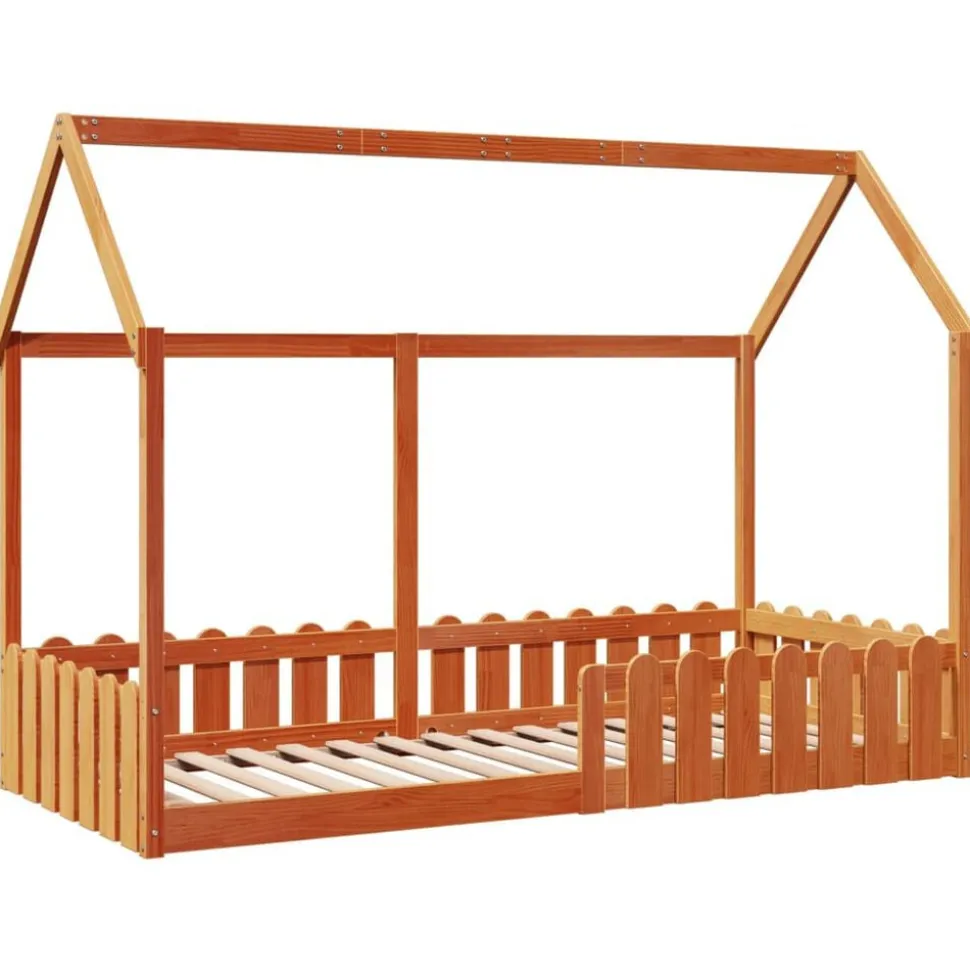 vidaXL Bedhuis wasbruin massief grenenhout 90x200 cm