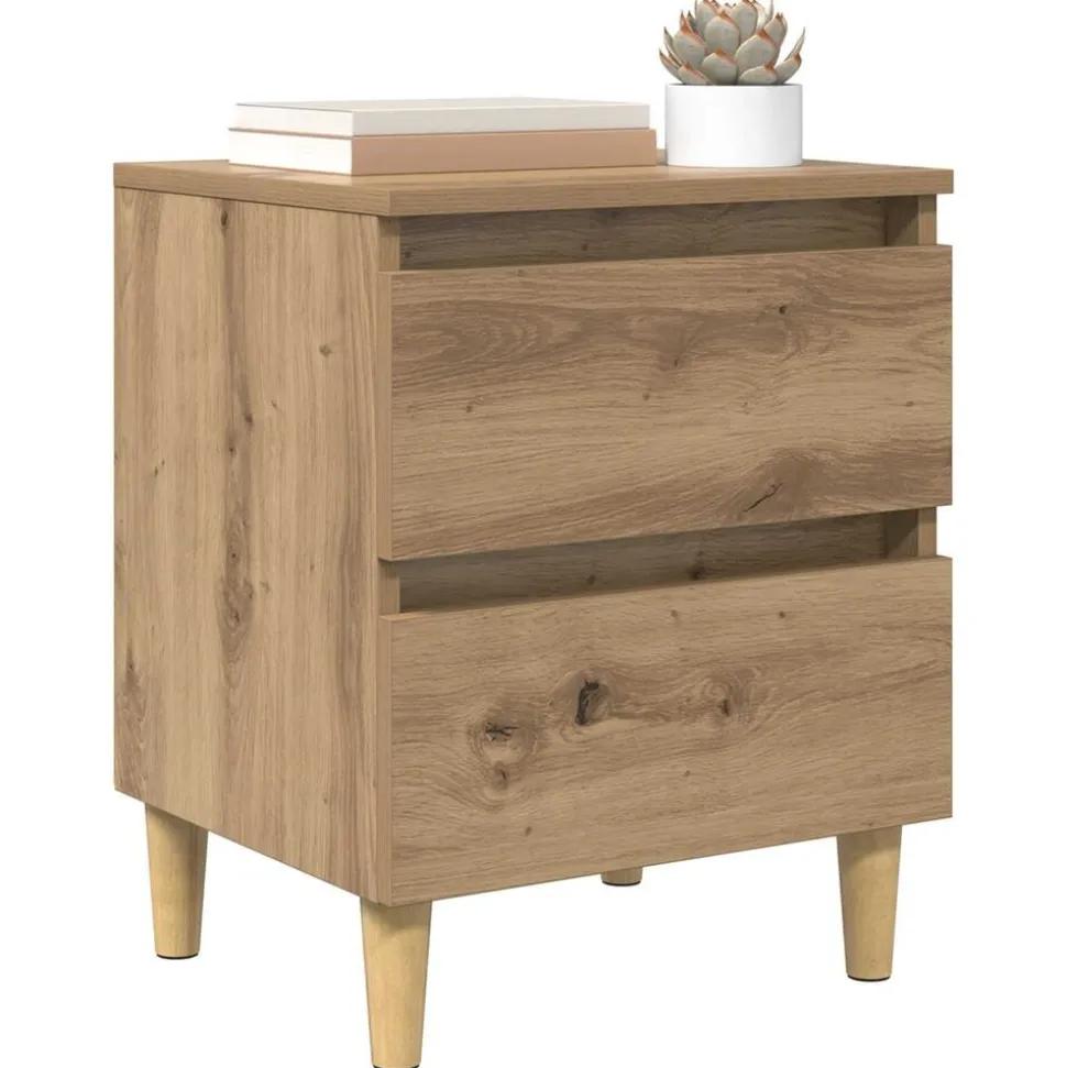 vidaXL Bedkast met lade Artisan Eiken 40 x 35 x 50 cm Bewerkt hout
