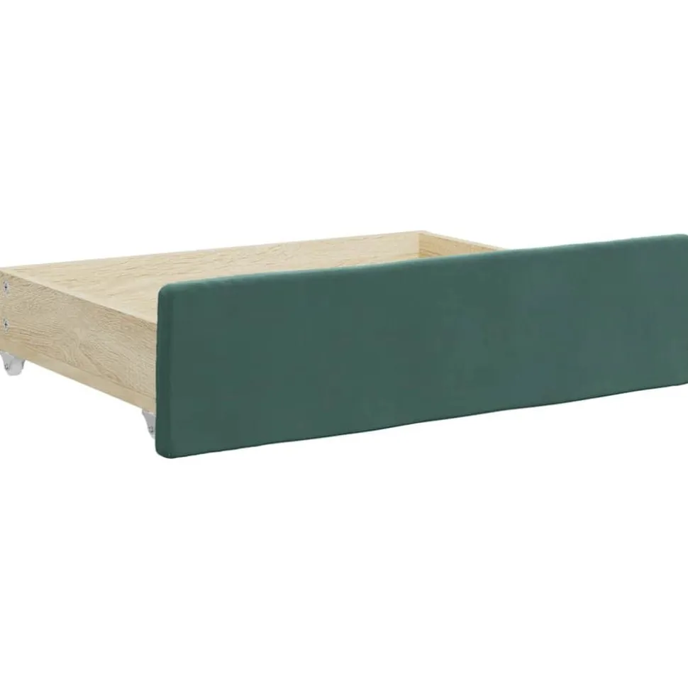 vidaXL Bedlades 2 st bewerkt hout en fluweel donkergroen