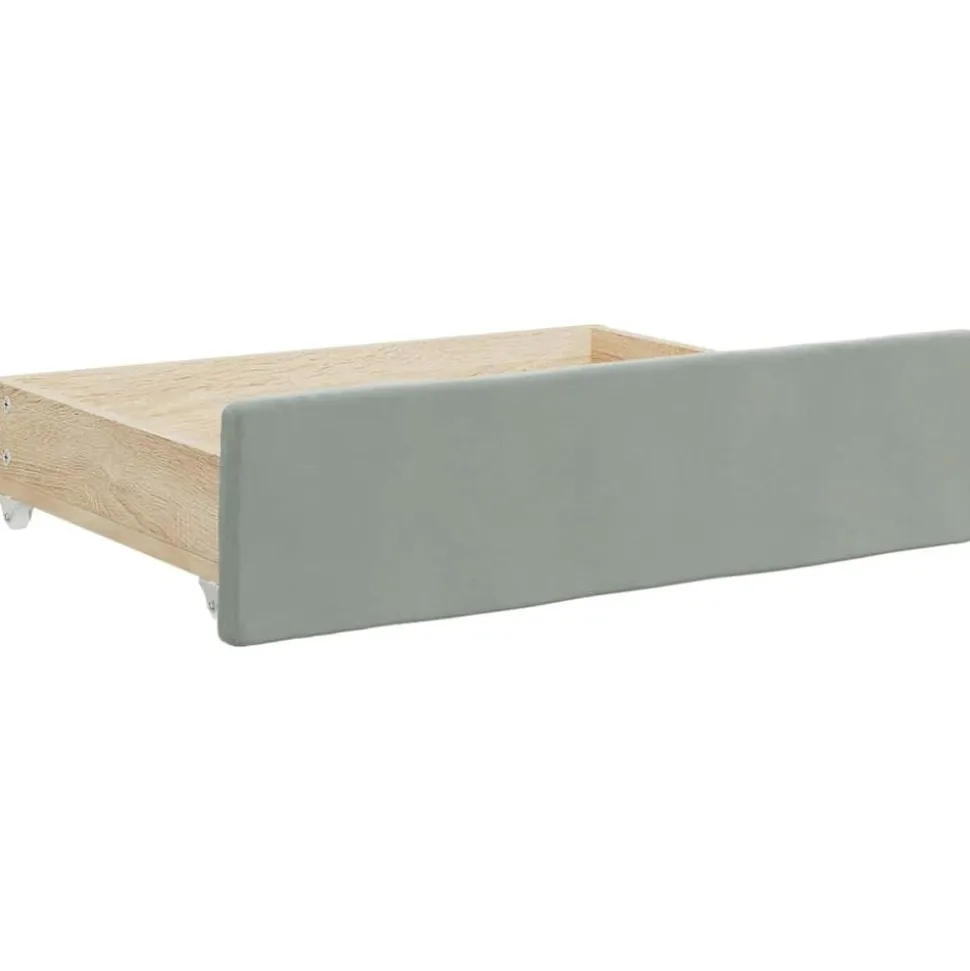 vidaXL Bedlades 2 st bewerkt hout en fluweel lichtgrijs