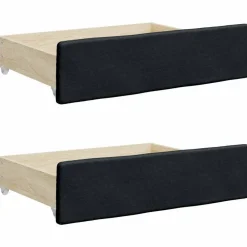 vidaXL Bedlades 2 st bewerkt hout en kunstleer zwart
