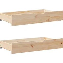 vidaXL Bedlades 2 st met wieltjes 95x55x17 cm massief grenenhout
