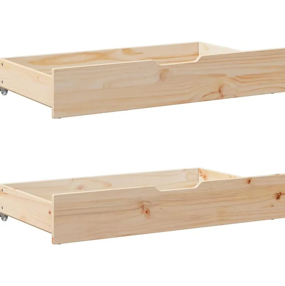 vidaXL Bedlades 2 st met wieltjes 95x55x17 cm massief grenenhout