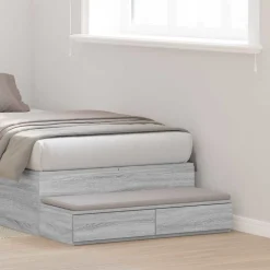 vidaXL Bedlades Grijs Sonoma 100 x 36,5 x 16,5 cm Bewerkt hout