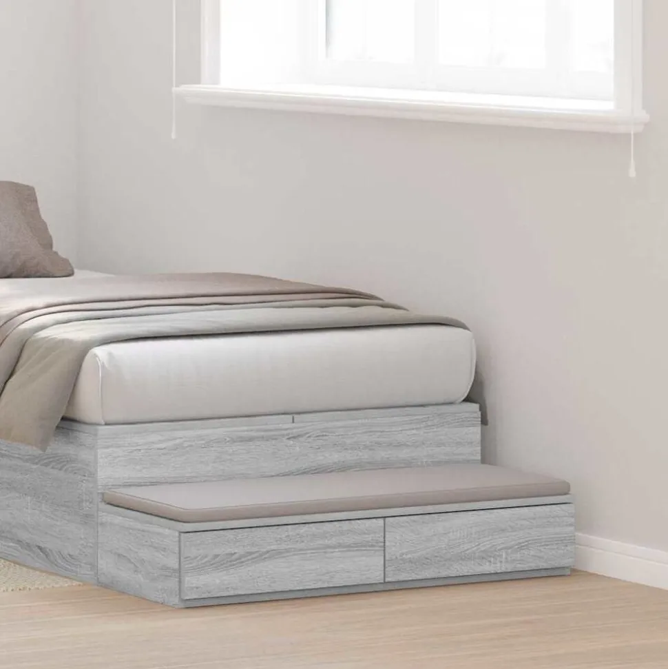 vidaXL Bedlades Grijs Sonoma 100 x 36,5 x 16,5 cm Bewerkt hout