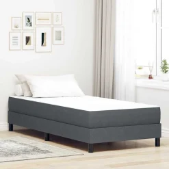 vidaXL Bedmatras met matras Grijs 80 x 200 cm Stof