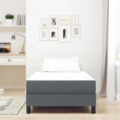 vidaXL Bedmatras met matras Grijs 80 x 200 cm Stof
