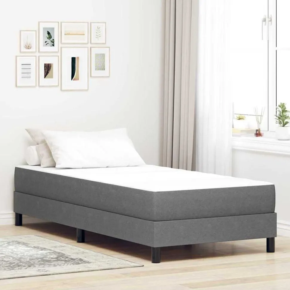vidaXL Bedmatras met matras Lichtgrijs 80 x 200 cm Stof