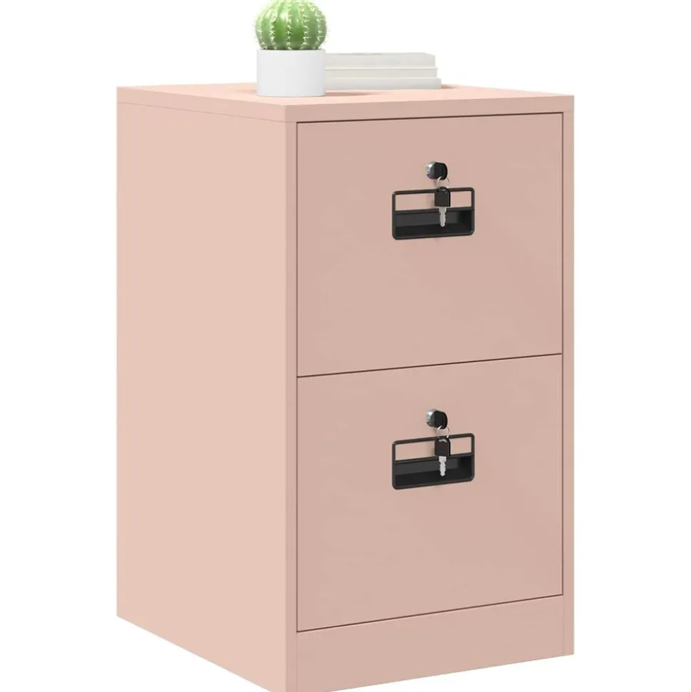 vidaXL Bestandenkast met lade Roze 44 x 50 x 74,5 cm Koudgewalst Staal