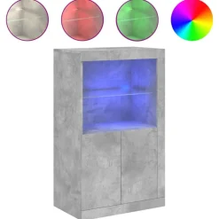 vidaXL Bijzetkast met LED-verlichting bewerkt hout betongrijs