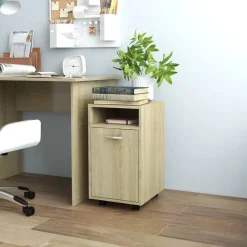 vidaXL Bijzetkast met wielen 33x38x60 cm bewerkt hout sonoma eiken