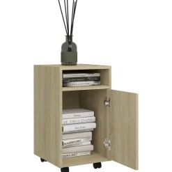 vidaXL Bijzetkast met wielen 33x38x60 cm bewerkt hout sonoma eiken
