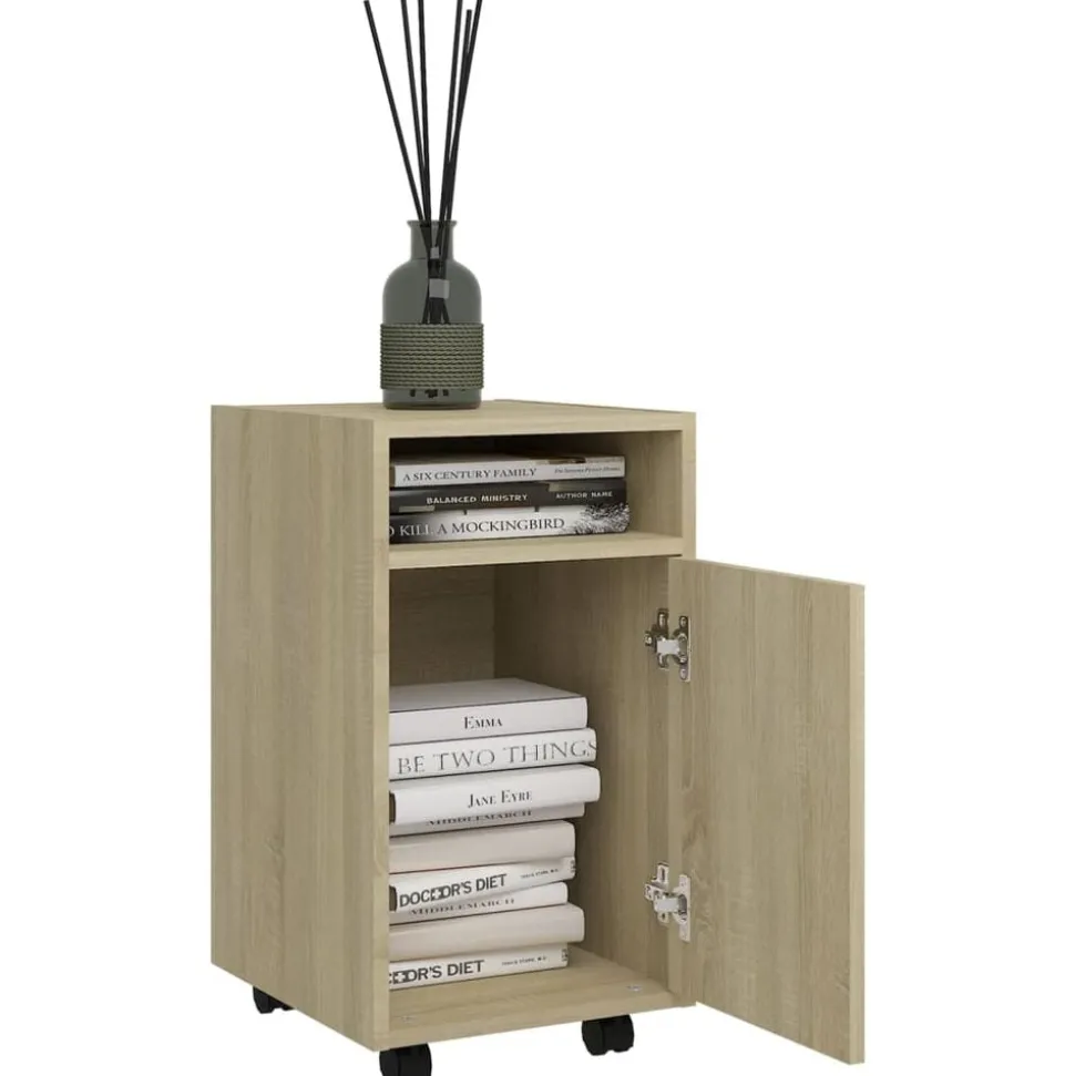 vidaXL Bijzetkast met wielen 33x38x60 cm bewerkt hout sonoma eiken
