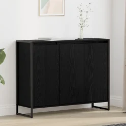 vidaXL Bijzetkast Zwart Eiken 96,5 x 30 x 75 cm Bewerkt hout