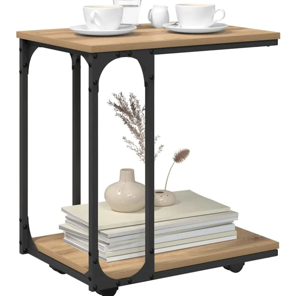 vidaXL Bijzettafel Artisan Eiken 50 x 35 x 55.5 cm Bewerkt hout