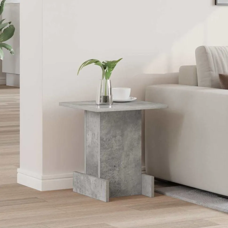 vidaXL Bijzettafel Beton Grijs 35,5 x 35 x 40 cm Bewerkt hout