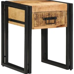 vidaXL Bijzettafel Bruin en zwart 40 x 40 x 50 cm Massief Mango Hout