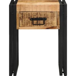 vidaXL Bijzettafel Bruin en zwart 40 x 40 x 50 cm Massief Mango Hout