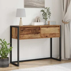 vidaXL Bijzettafel met lade Oud Hout 100 x 36 x 75 cm Bewerkt hout