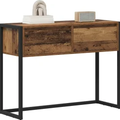 vidaXL Bijzettafel met lade Oud Hout 100 x 36 x 75 cm Bewerkt hout
