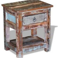 vidaXL Bijzettafel met lade 43x33x51 cm massief gerecycled hout