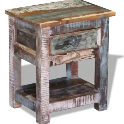 vidaXL Bijzettafel met lade 43x33x51 cm massief gerecycled hout
