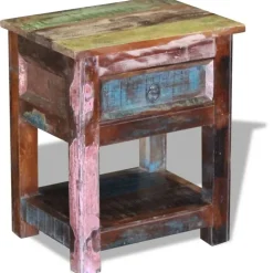 vidaXL Bijzettafel met lade 43x33x51 cm massief gerecycled hout