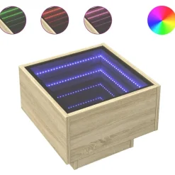 vidaXL Bijzettafel met LED 40x40x30 cm bewerkt hout sonoma eikenkleur