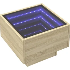 vidaXL Bijzettafel met LED 40x40x30 cm bewerkt hout sonoma eikenkleur