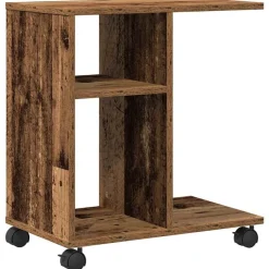 vidaXL Bijzettafel met plank Oud hout 50 x 30 x 55 cm Bewerkt hout