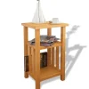 vidaXL Bijzettafel met tijdschrifthouder 27x35x55 cm massief eikenhout