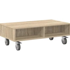 vidaXL Bijzettafel met wielen Sonoma Eiken 90 x 50 x 30 cm