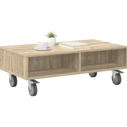vidaXL Bijzettafel met wielen Sonoma Eiken 90 x 50 x 30 cm