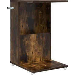 vidaXL Bijzettafel met wiel Gerookt eiken 40 x 35 x 60 cm Bewerkt hout