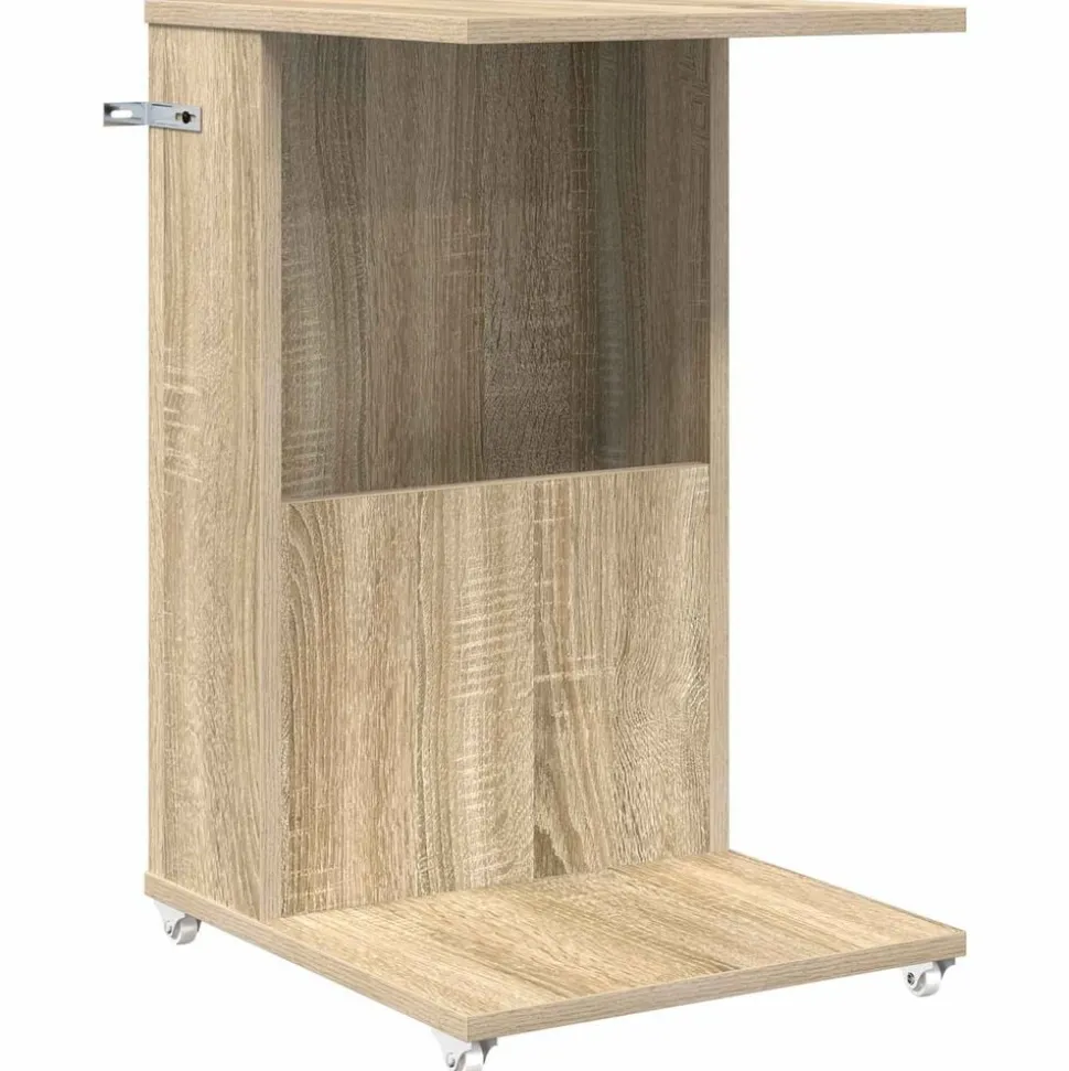 vidaXL Bijzettafel met wiel Sonoma Eiken 40 x 35 x 60 cm Bewerkt hout