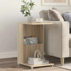 vidaXL Bijzettafel met wiel Sonoma Eiken 40 x 35 x 60 cm Bewerkt hout