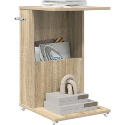 vidaXL Bijzettafel met wiel Sonoma Eiken 40 x 35 x 60 cm Bewerkt hout
