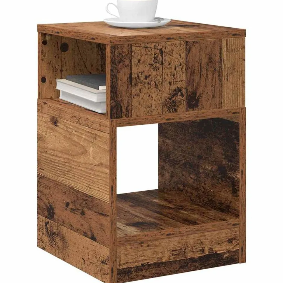 vidaXL Bijzettafel Oudhout 30,5 x 30 x 45 cm Bewerkt hout