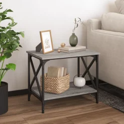 vidaXL Bijzettafel 55x38x45 cm bewerkt hout grijs sonoma eikenkleurig