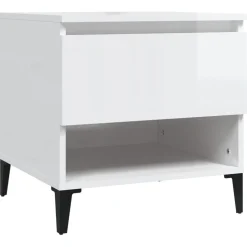 vidaXL Bijzettafel 50x46x50 cm bewerkt hout hoogglans wit