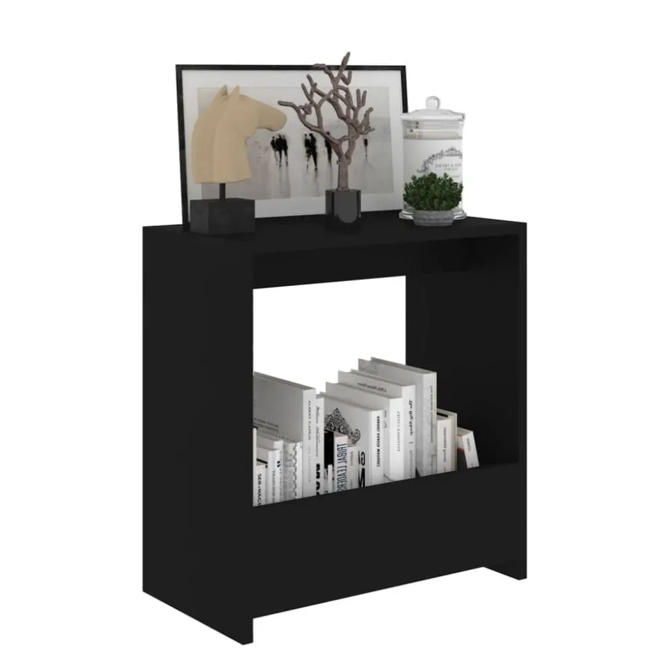 vidaXL Bijzettafel 50x26x50 cm bewerkt hout zwart